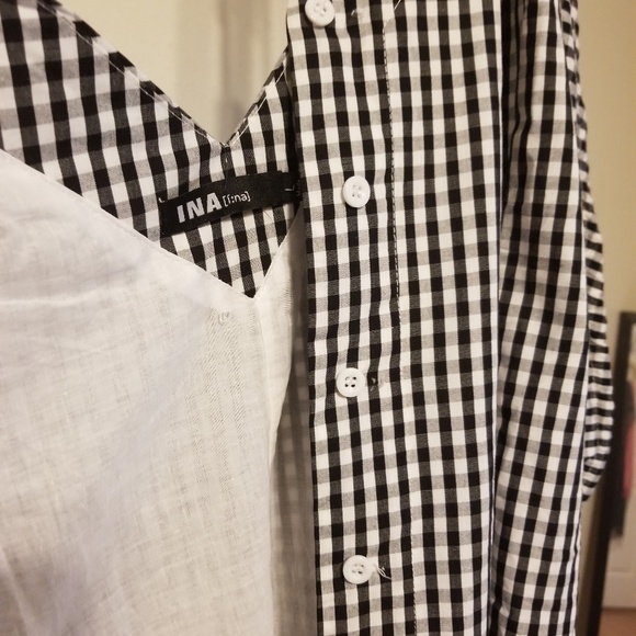 Black/White Gingham Hi Low Dress - Picture 5 of 7